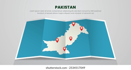 pakistan mapa de viaje con diseño de ubicación de etiqueta de pin Ilustración