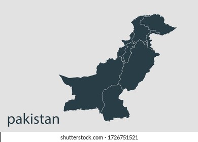 Pakistan Map Vector, Abstract Design Vector Illustration Eps 10. Navy Color.High Detailed On White Background.