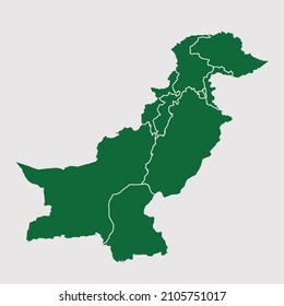 Pakistan map vector, Abstract design vector illustration Eps 10. Green color palette color. High Detailed on white background.