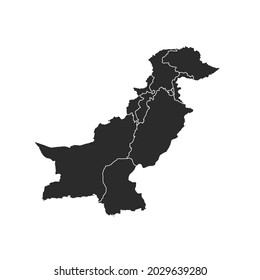 Pakistan map vector, dark color.isolated on transparent background. 