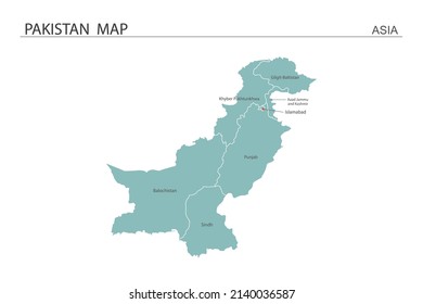 Pakistan map vector illustration on white background. Map have all province and mark the capital city of Pakistan. 