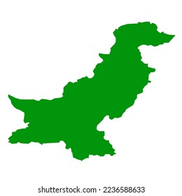 Pakistan map vector illustration on white background. Country territory design in green.