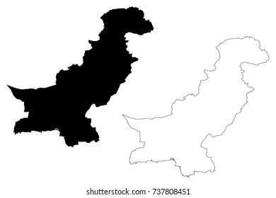 Pakistan map vector illustration, scribble sketch Pakistan