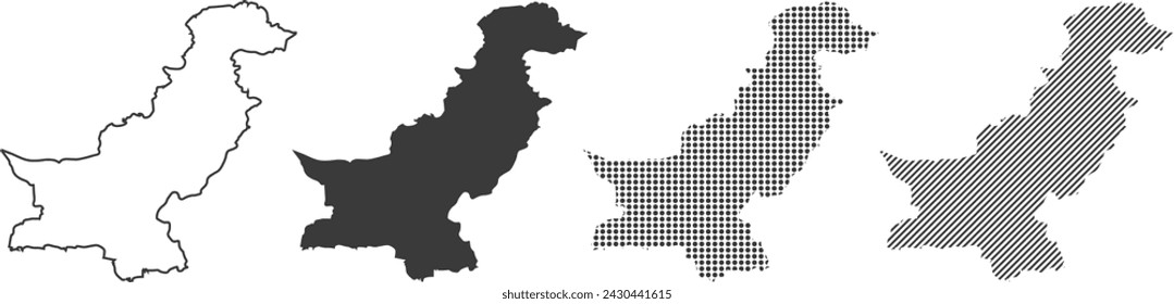 Pakistan map vector illustration. Pakistan map silhouette illustration