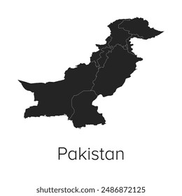 Pakistan Map Vector Illustration - Silhouette, Outline, Pakistan Travel and Tourism Map