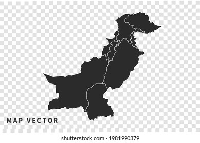Pakistan map vector, isolated on transparent background