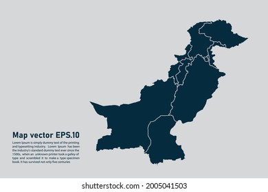Pakistan map vector. isolated on light gray background