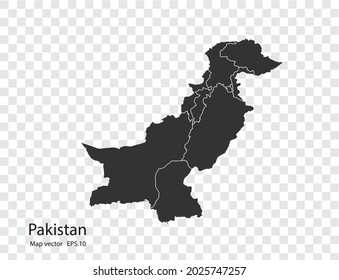 Pakistan map vector, isolated on transparent background