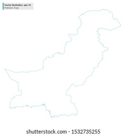 pakistan map vector line illustration on white background
