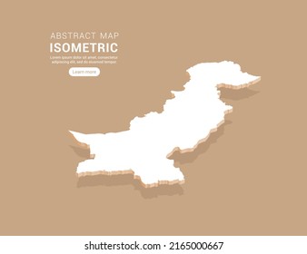 Pakistan map white on brown background with isometric vector.