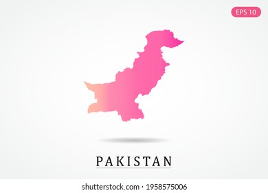 Pakistan Map - World Map International vector template with Pink gradient color isolated on white background - Vector illustration eps 10