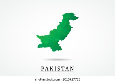 Pakistan Map - World Map International vector template, low polygon style with green color isolated on white background - Vector illustration eps 10