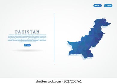Pakistan map - World Map International vector template with polygon blue color gradient isolated on white background for education, website, banner - Vector illustration eps 10