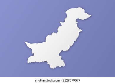 Mapa de Pakistán - Mapa mundial Planilla vectorial internacional con estilo de papel que incluye sombra y color blanco sobre fondo morado para diseño, infografía, banner - Ilustración vectorial eps 10