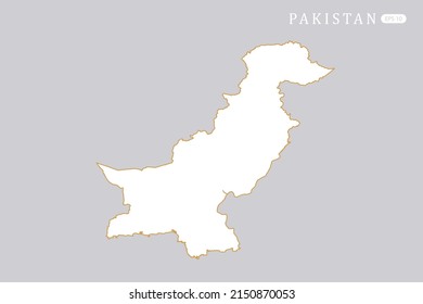 Pakistan Map - World Map International vector template with white color and thin gold outline graphic sketch style isolated on grey background for infographic - Vector illustration eps 10