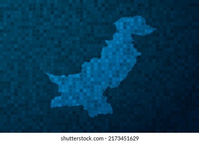 Mapa de Pakistán - Mapa mundial plantilla vectorial internacional con estilo tecnológico aislado en el fondo de píxeles azules para educación, diseño, sitio web, infografía - Ilustración vectorial eps 10