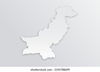 Mapa de Pakistán - Mapa mundial Planilla vectorial internacional con 3D, estilo de papel que incluye sombra y color blanco sobre fondo gris para diseño, educación, infografía - Ilustración vectorial eps 10