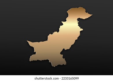 Pakistan Map - World map International vector template with 3D, gold luxury style including shadow on black background for design, education, website, infographic - Vector illustration eps 10