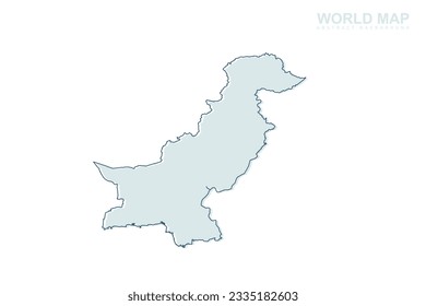 Pakistan Map - World map International vector template with blue stork line and blue geometric shapes isolated on white background for design, infographic, website - Vector illustration eps 10