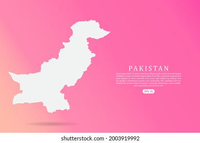 Pakistan Map - World map vector template with 3d white color on Pink gradient background for infographic - Vector illustration eps 10