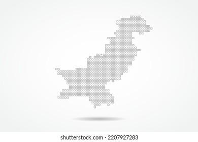 Pakistan Map - World map vector template with square pixel thin black and outline sketch style isolated on white background for education, infographic, design - Vector illustration eps 10