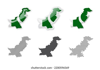 Pakistan - Kartensammlung. Sechs Karten verschiedener Designs. Satz von Vektorgrafiken