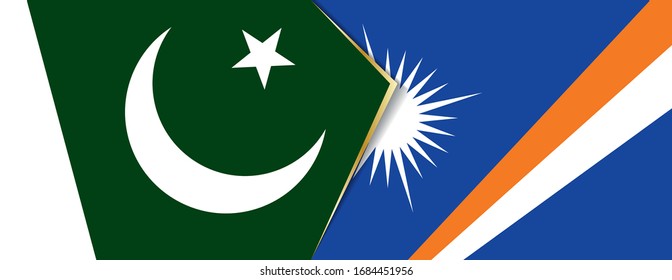Banderas de Pakistán y las Islas Marshall, dos banderas vectoriales símbolo de relación o confrontación.