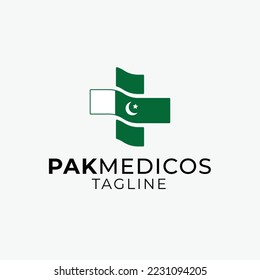 Pakistan medicos - Pakistan flag and medical plus logo