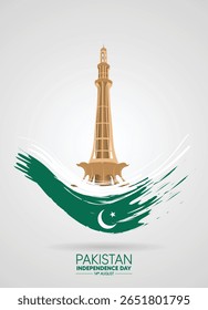 Pakistan miner brush flag independence day 14 august vector poster