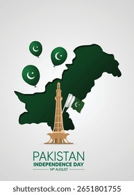 Pakistan miner flag map independence day 14 august vector poster