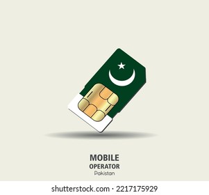 Pakistan. Mobile operator SIM card with flag. Vector illustration