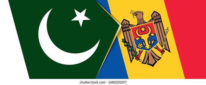 Banderas de Pakistán y Moldavia, dos banderas vectoriales símbolo de relación o enfrentamiento.