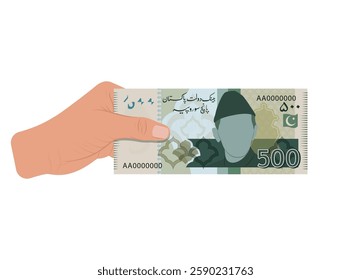 Pakistan Money Hand holding 500 rupee Vector illustration