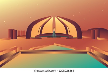 Pakistan Monument Islamabad Landmark Vector Graphics Background 
