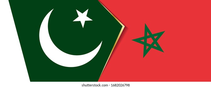 Pakistan and Morocco flags, two vector flags symbol of relationship or confrontation.