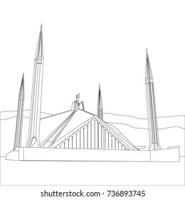 Pakistan mosque line art vector background