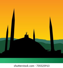 Pakistan mosque at sunset