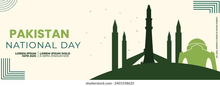 Pakistan national day background design . Independence Day 14 August Celebration Template for Poster, Banner, Advertising. Vector Illustration. 