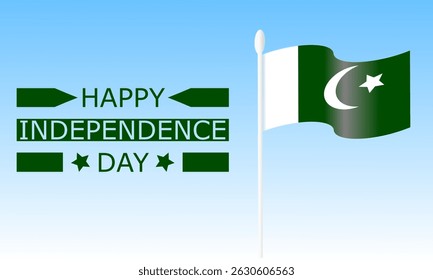 Pakistan national flag among cloudy sky, peace and independence symbol.