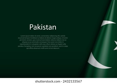 Bandera nacional de Pakistán aislada sobre fondo oscuro con copyspace