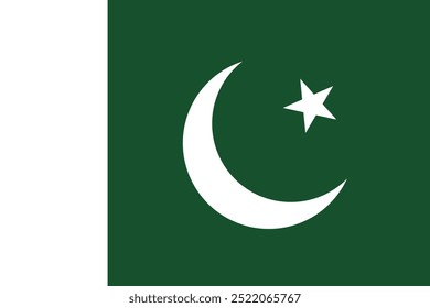 Bandera nacional de Pakistán - Ilustración vectorial oficial de la bandera nacional de Pakistán. Ideal para proyectos que celebran la cultura, el patrimonio y el orgullo nacional de Pakistán