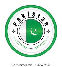 Arte vectorial de la insignia del orgullo nacional de Pakistán. emblema circular con Colores de la bandera de Pakistán blancos y verdes. Simbolizando la identidad nacional pakistaní. EPS de Vector editable disponible