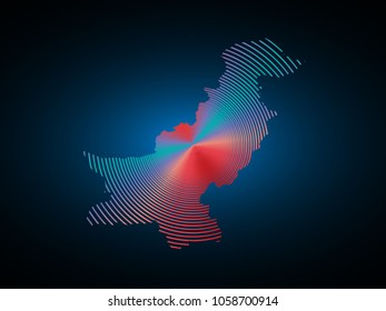 Pakistan network map. Abstract polygonal map design. Internet connections vector illustration.