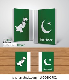 Pakistan Notebook Design Mockup - 3D Book Template - National Country Map and Flag - Ready to Print Magazine Cover - Vector