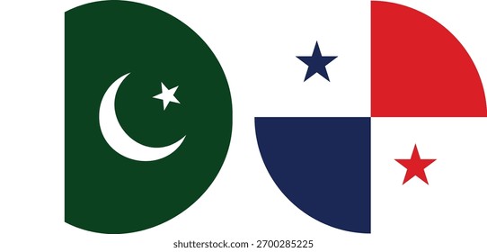 Vector de bandera circular de Pakistán y Panamá con fondo transparente 