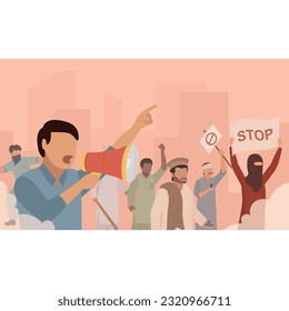 Pakistan People protesting vector illustration