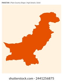 Pakistan plain country map. High Details. Solid style. Shape of Pakistan. Vector illustration.