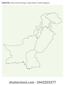 Pakistan plain country map. High Details. Outline Regions style. Shape of Pakistan. Vector illustration.