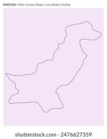 Pakistan plain country map. Low Details. Outline style. Shape of Pakistan. Vector illustration.