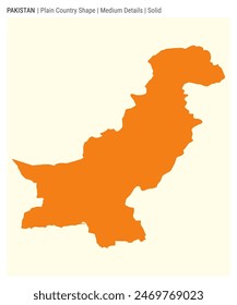 Pakistan plain country map. Medium details. Solid style. Shape of Pakistan. Vector illustration.